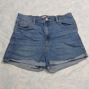 Signature by Levi Strauss Womans Blue Heriatge High-Rise Shorts Sz 8 W 29